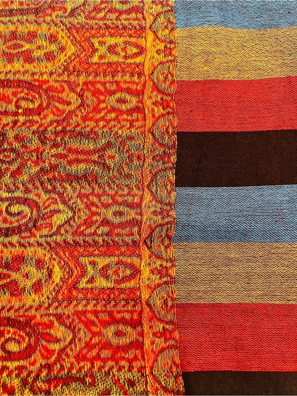 Pashmina Paisley Striped Oversized Scarf Wrap Multicolor Fringe NWOT